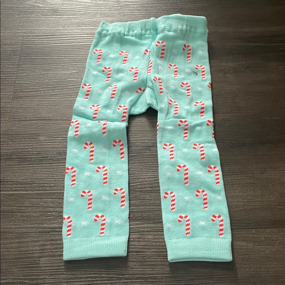Doodle Pants Aqua Candy Cane Leggings